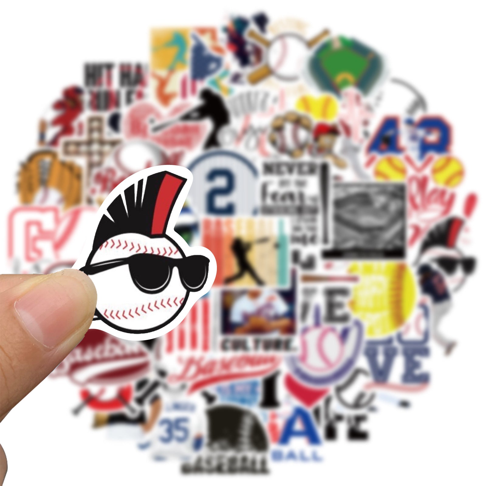 52Pcs Cartoon Baseball Series Graffiti Stickers Waterproof DIY Creative Toys