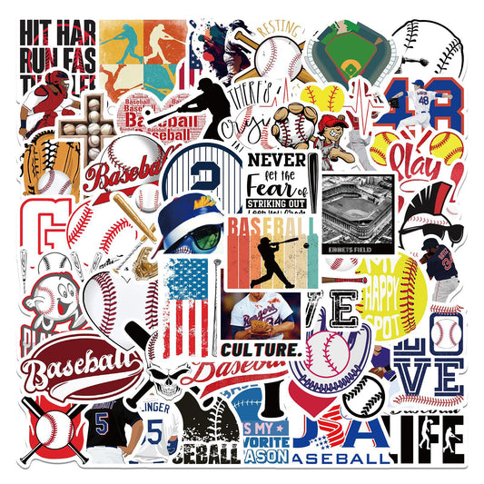 52Pcs Cartoon Baseball Series Graffiti Stickers Waterproof DIY Creative Toys
