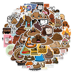 50pcs Poop Doodle Stickers Waterproof Phone Luggage Cup Self Adhesive Stickers