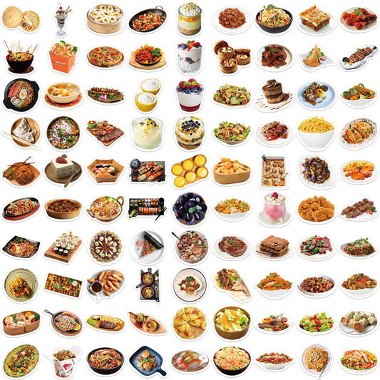 90pcs Food Stickers For Notebook Phone Waterproof Gift