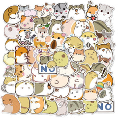 50pcs Small Hamster Stickers Cartoon DIY Waterproof Notebook Tablet Stickers