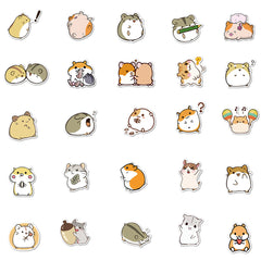 50pcs Small Hamster Stickers Cartoon DIY Waterproof Notebook Tablet Stickers
