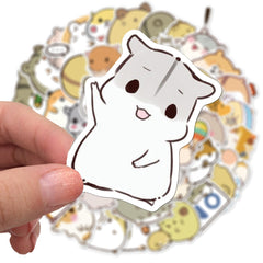 50pcs Small Hamster Stickers Cartoon DIY Waterproof Notebook Tablet Stickers
