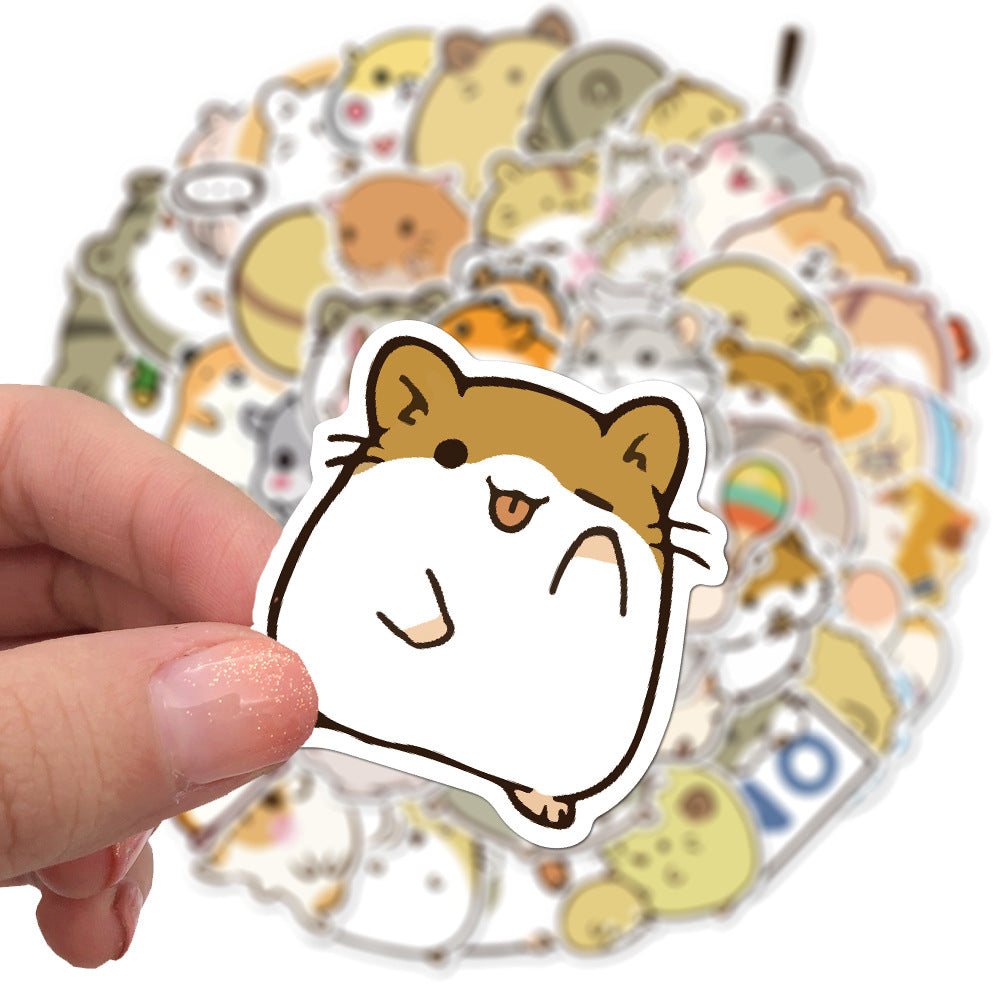 50pcs Small Hamster Stickers Cartoon DIY Waterproof Notebook Tablet Stickers