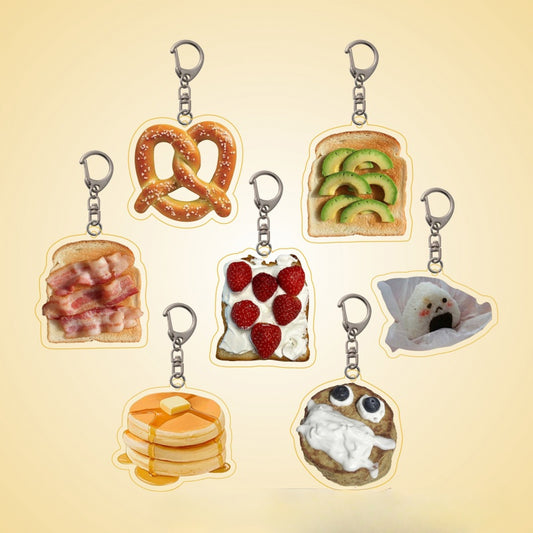Creative Bread Keychain Acrylic Funny Pendant for Boys