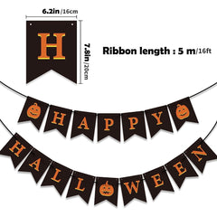 Halloween Pumpkin Banner Bunting for Mantle Fireplace