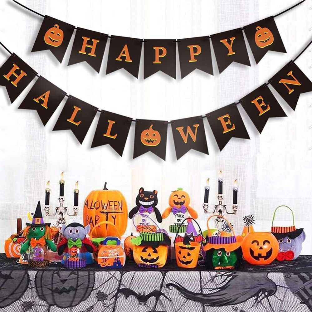 Halloween Pumpkin Banner Bunting for Mantle Fireplace