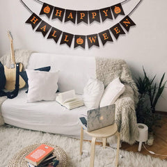 Halloween Pumpkin Banner Bunting for Mantle Fireplace