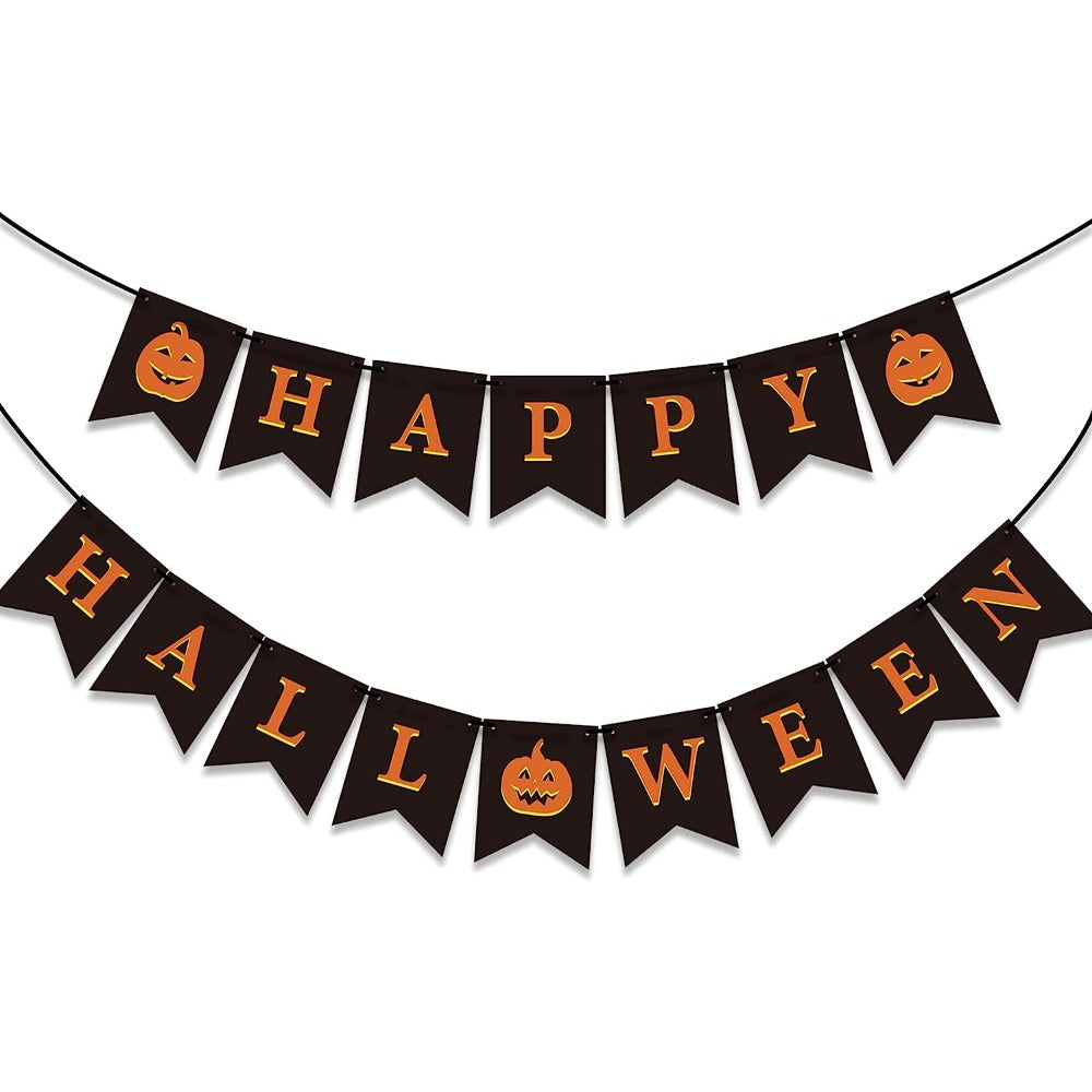Halloween Pumpkin Banner Bunting for Mantle Fireplace
