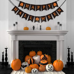 Halloween Pumpkin Banner Bunting for Mantle Fireplace