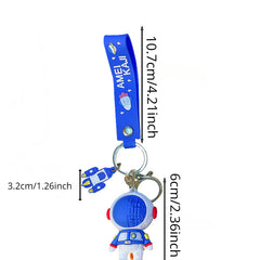 Spaceman Keychain 3D Astronaut Pendant Backpack Charm Car Key Chain Ring
