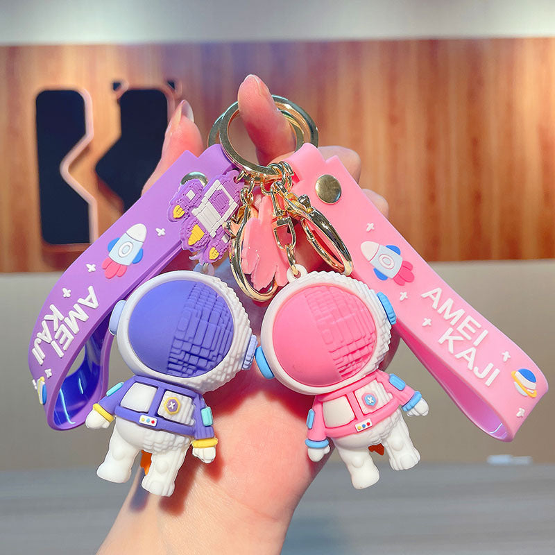 Spaceman Keychain 3D Astronaut Pendant Backpack Charm Car Key Chain Ring