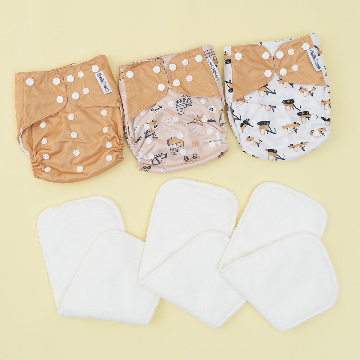 Coolapeach 3pcs Set Washable Baby Cloth Diaper With Inserts