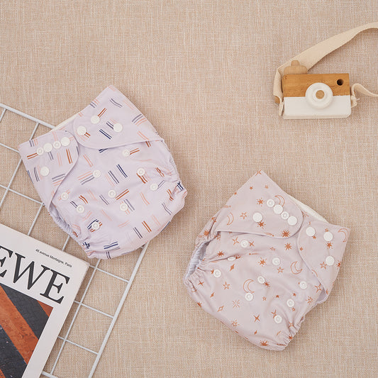 2pcs Baby Recycled Cloth Diapers With Inserts Reusable Washable Nappy