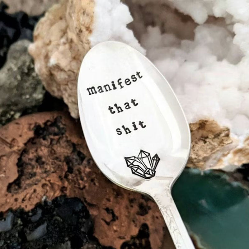 1pc Halloween Stainless Steel Slivery Spoon Funny Hand Stamped Spoon