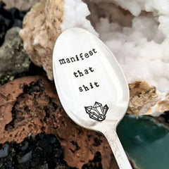 1pc Halloween Stainless Steel Slivery Spoon Funny Hand Stamped Spoon
