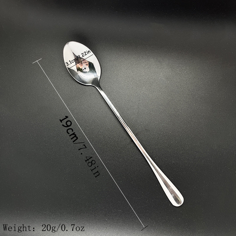 1pc Halloween Stainless Steel Slivery Spoon Funny Hand Stamped Spoon