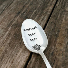 1pc Halloween Stainless Steel Slivery Spoon Funny Hand Stamped Spoon