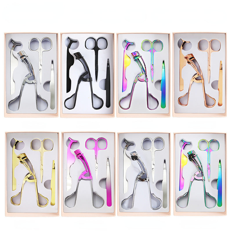 4pcs Eyelash Tools Set False Eyelash Applicator Scissors Curlers Tweezers