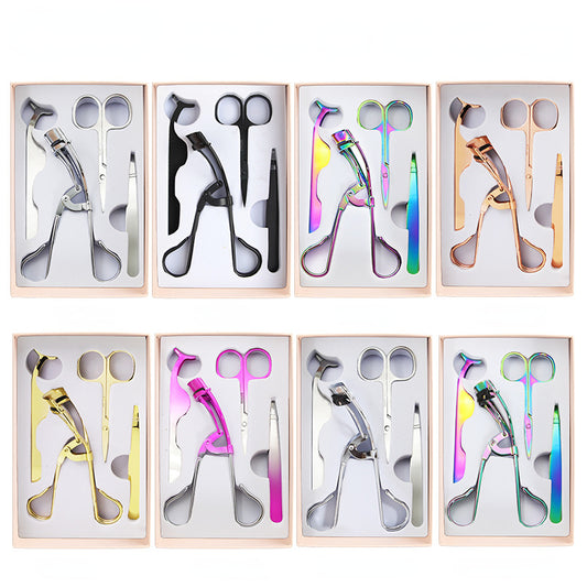 4pcs Eyelash Tools Set False Eyelash Applicator Scissors Curlers Tweezers