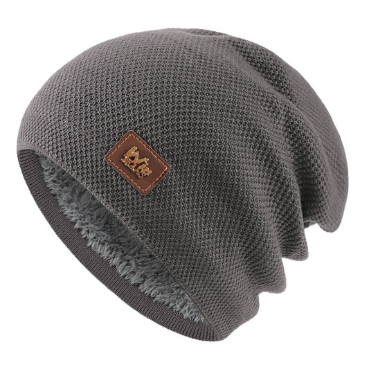 Men's Winter Warm Wool Knitted Cap With Fleece Lining