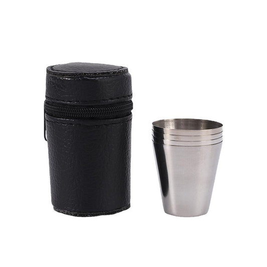 4Pcs 1oz Stainless Steel Shot Cups with Protector Cover