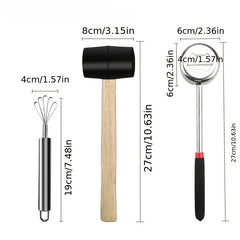 3pcs Coconut Opener Tools Set Rubber Hammer Slicer Planer Kitchen Supplies