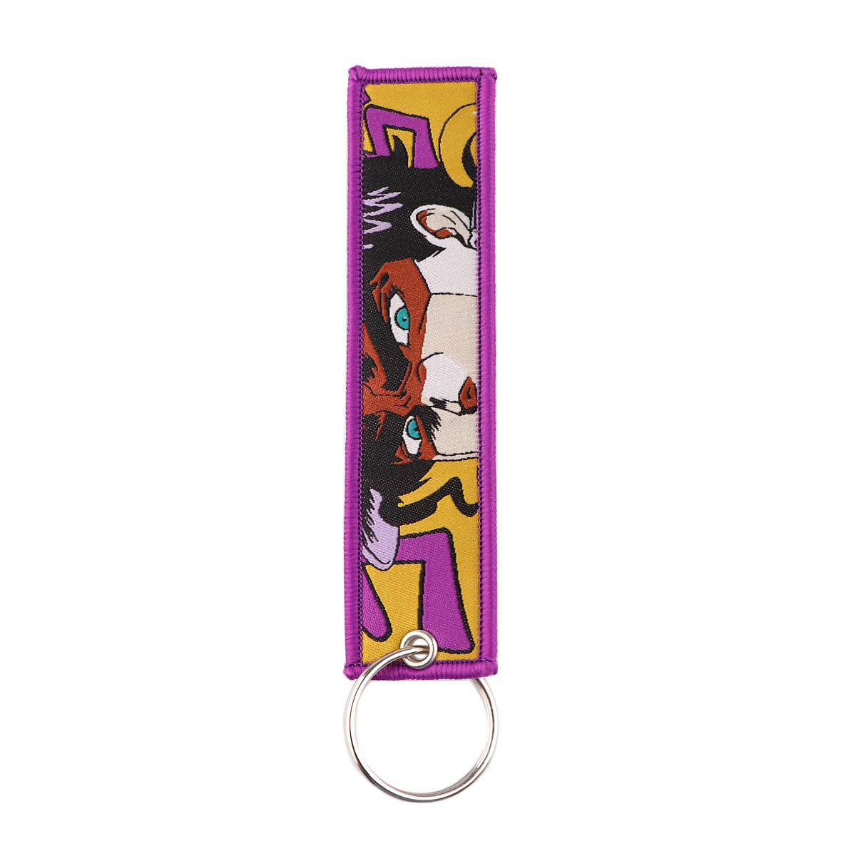 Embroidered Anime Keychain for Men, Motorcycle Car Bag Key Ring