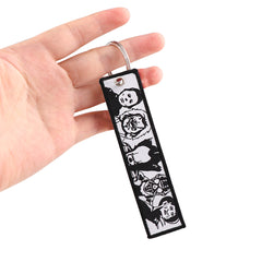 Halloween Embroidery Keys Tag For Motorcycles Backpack Keychain
