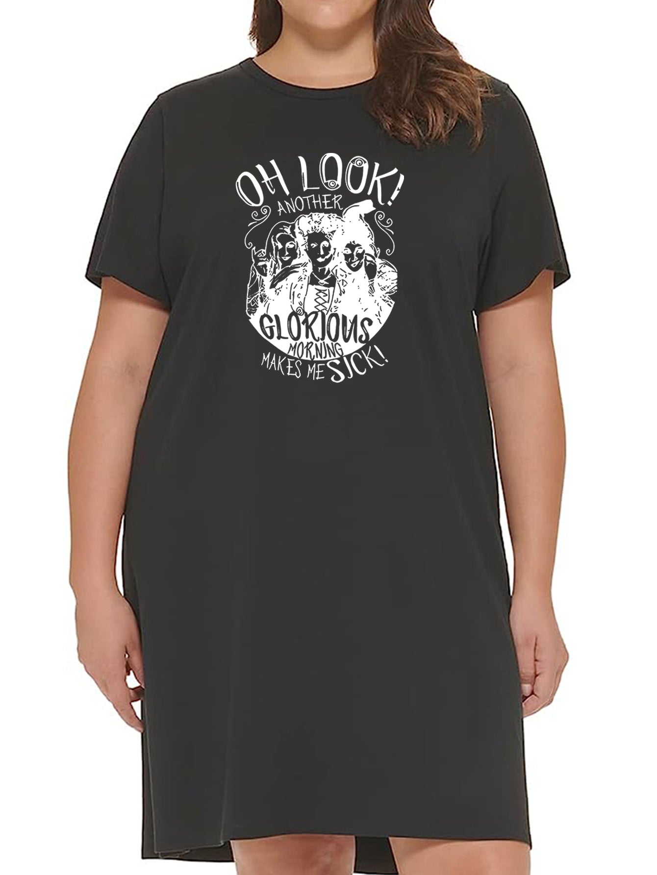  Witch & Letter Print Stretch Tee Sleep Dress