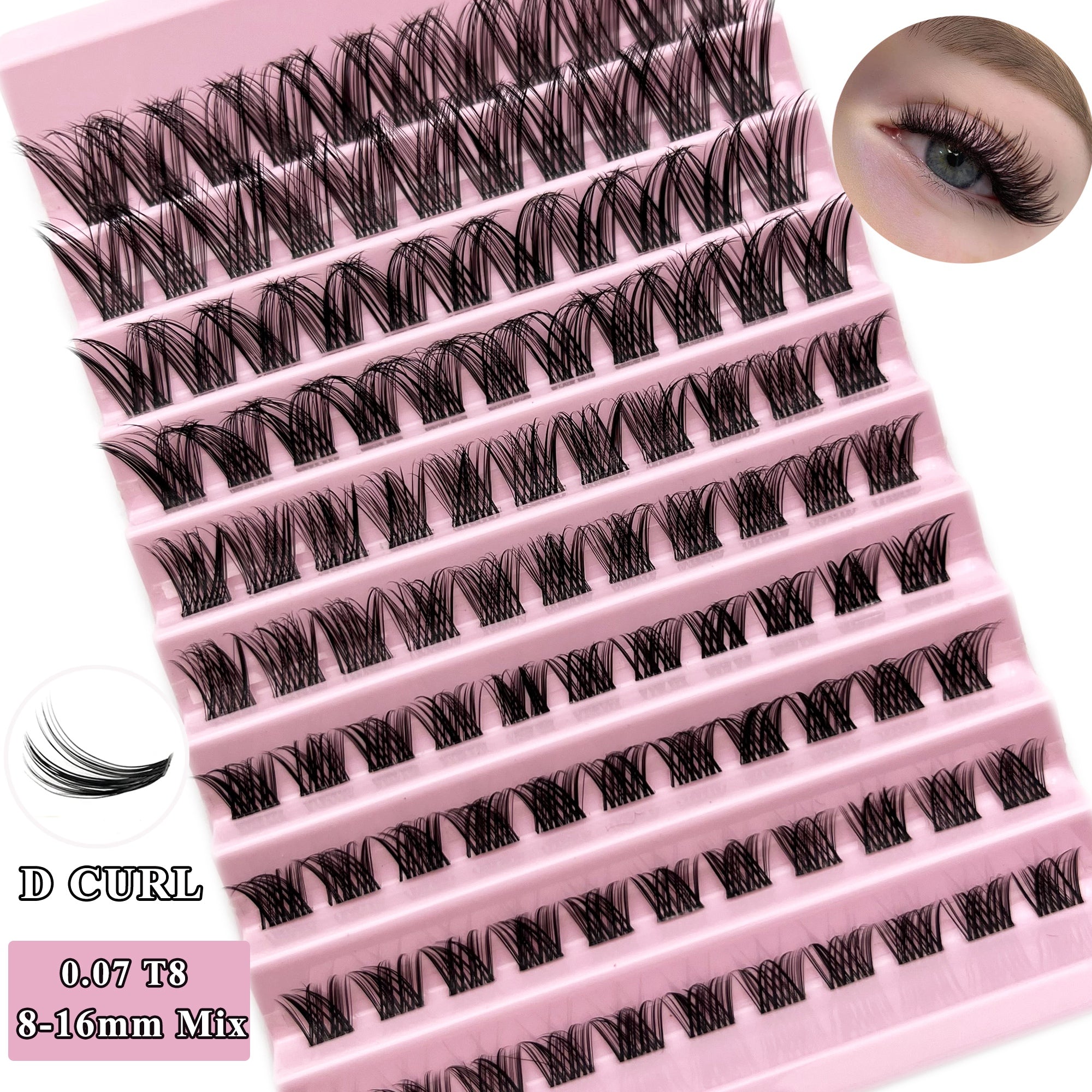 110pcs Cluster Lashes Mix D Curl Individual Lashes Extensions DIY Eyelashes Kit