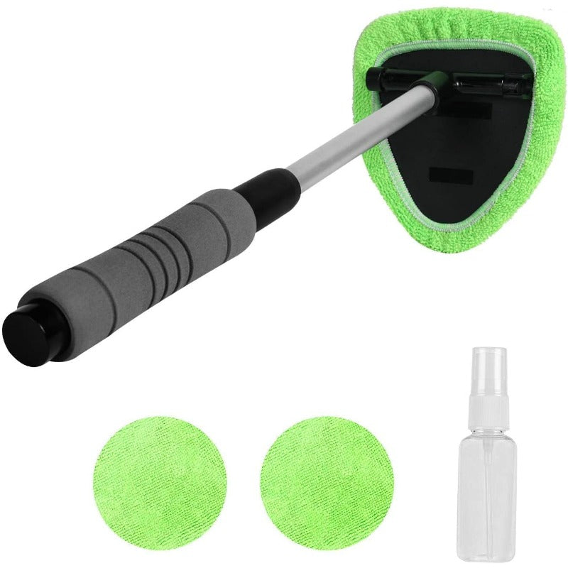 Microfiber Car Window Cleaning Tool Extendable Handle Glass Wiper Kit