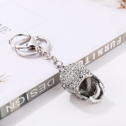 Rhinestone Metal Skull Keychain Bag Pendant Men Car Pendant
