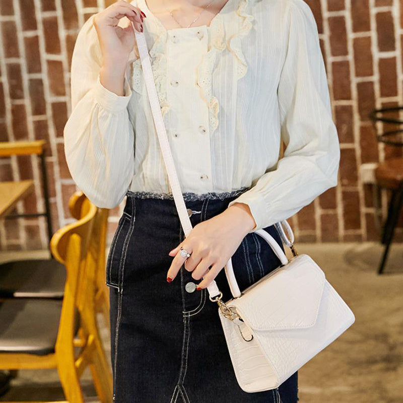 Crocodile Embossed Shoulder Bag Crossbody Bag Flap Bag For Women