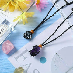 Natural Stone Mesh Pocket Necklace Vintage Rope Stone Not Included