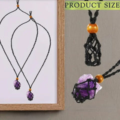 Natural Stone Mesh Pocket Necklace Vintage Rope Stone Not Included