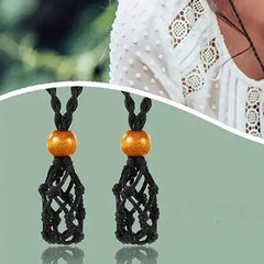 Natural Stone Mesh Pocket Necklace Vintage Rope Stone Not Included