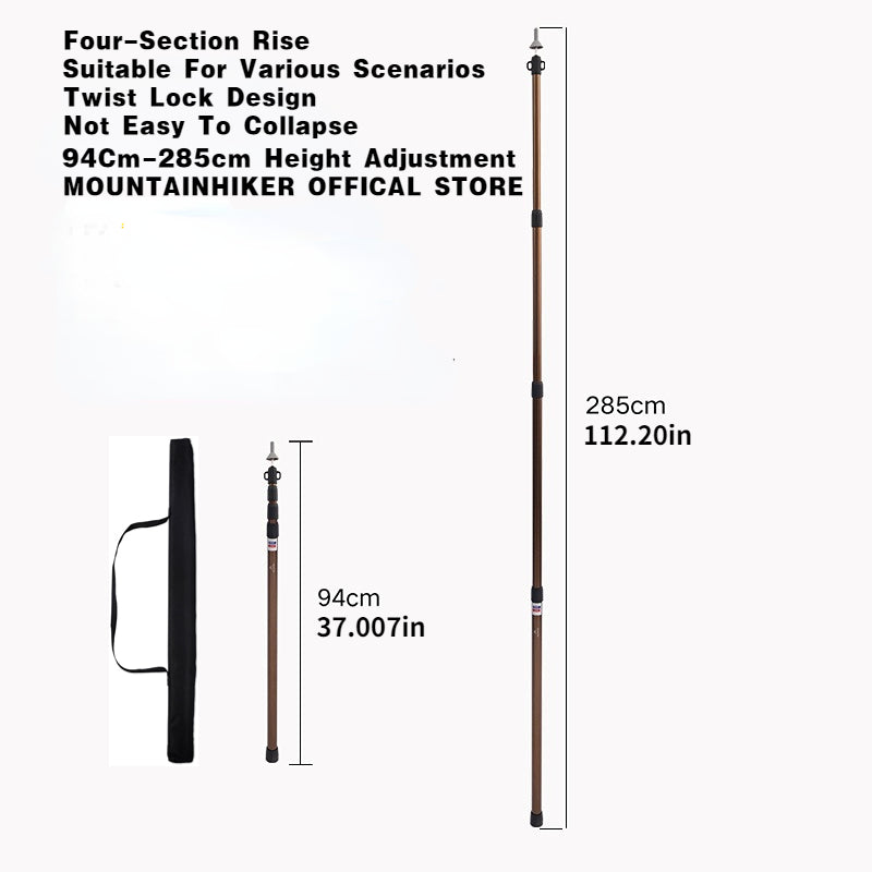 Adjustable Tent Support Rod Aluminum Alloy Tent Pole