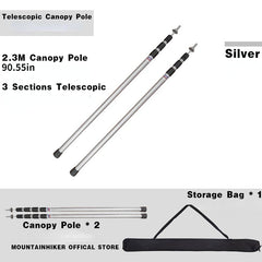 Adjustable Tent Support Rod Aluminum Alloy Tent Pole