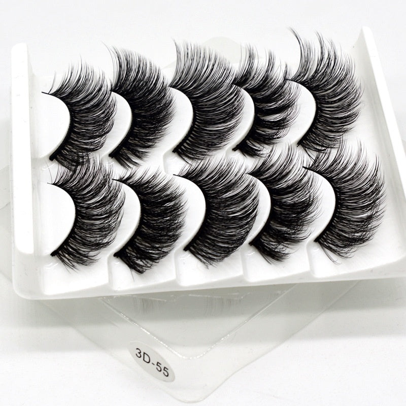5 Pairs 3D Mink Hair False Eyelashes Wispy Fluffy Long Lashes