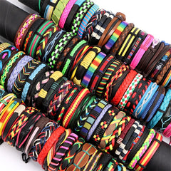 10pcs Mixed Leather Bracelets for Men and Women