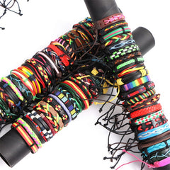 10pcs Mixed Leather Bracelets for Men and Women