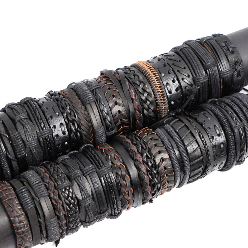 10pcs Mixed Leather Bracelets for Men and Women