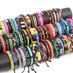 10pcs Mixed Leather Bracelets for Men and Women