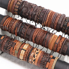 10pcs Mixed Leather Bracelets for Men and Women