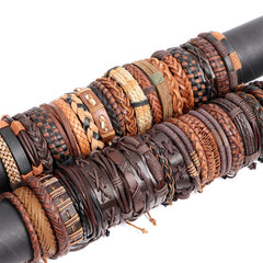 10pcs Mixed Leather Bracelets for Men and Women