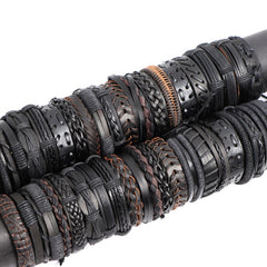 10pcs Mixed Leather Bracelets for Men and Women