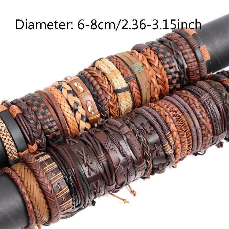 10pcs Mixed Leather Bracelets for Men and Women