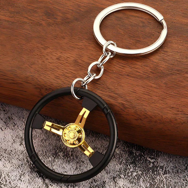 Mini Motorcycle Keychain Steering Wheel Pendant Backpack Ornament
