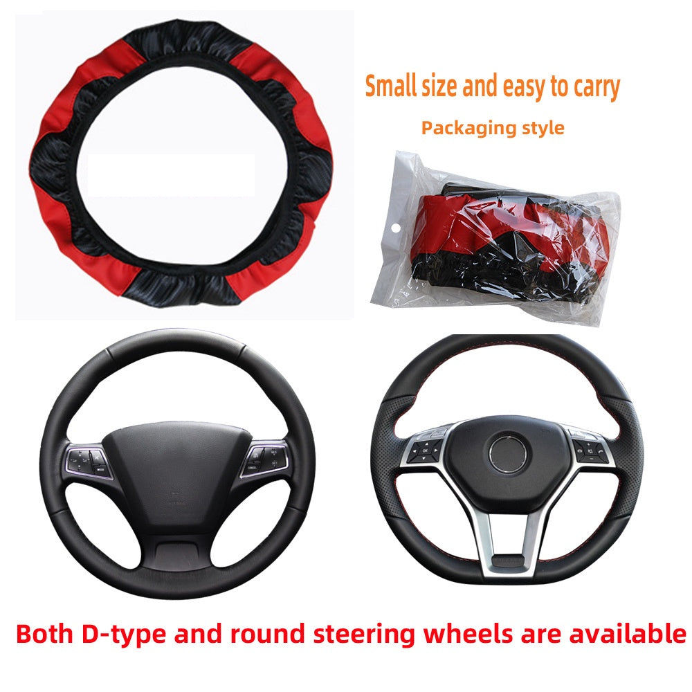 Universal Car Steering Wheel Cover & Seat Belt Cover PU Leather Anti Slip Breath